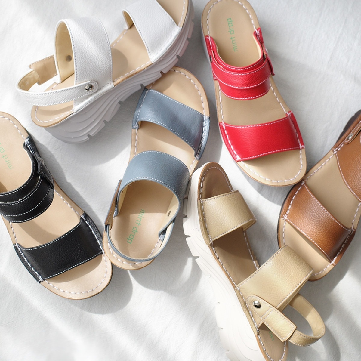 超軽量本革2WAYサンダルストラップミュール レディース