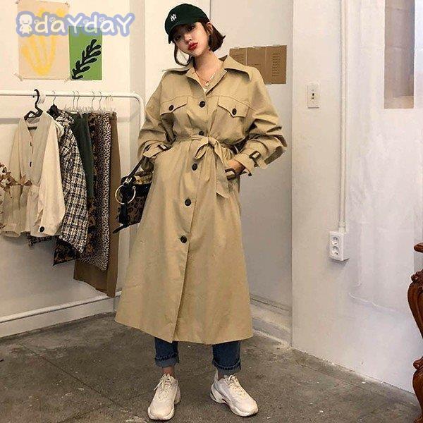 トレンチコート　レディース　ロングコート　通勤　体型カバー　　ヨーロピアンカジュアル　オーバーサイズ　　コート　レトロ