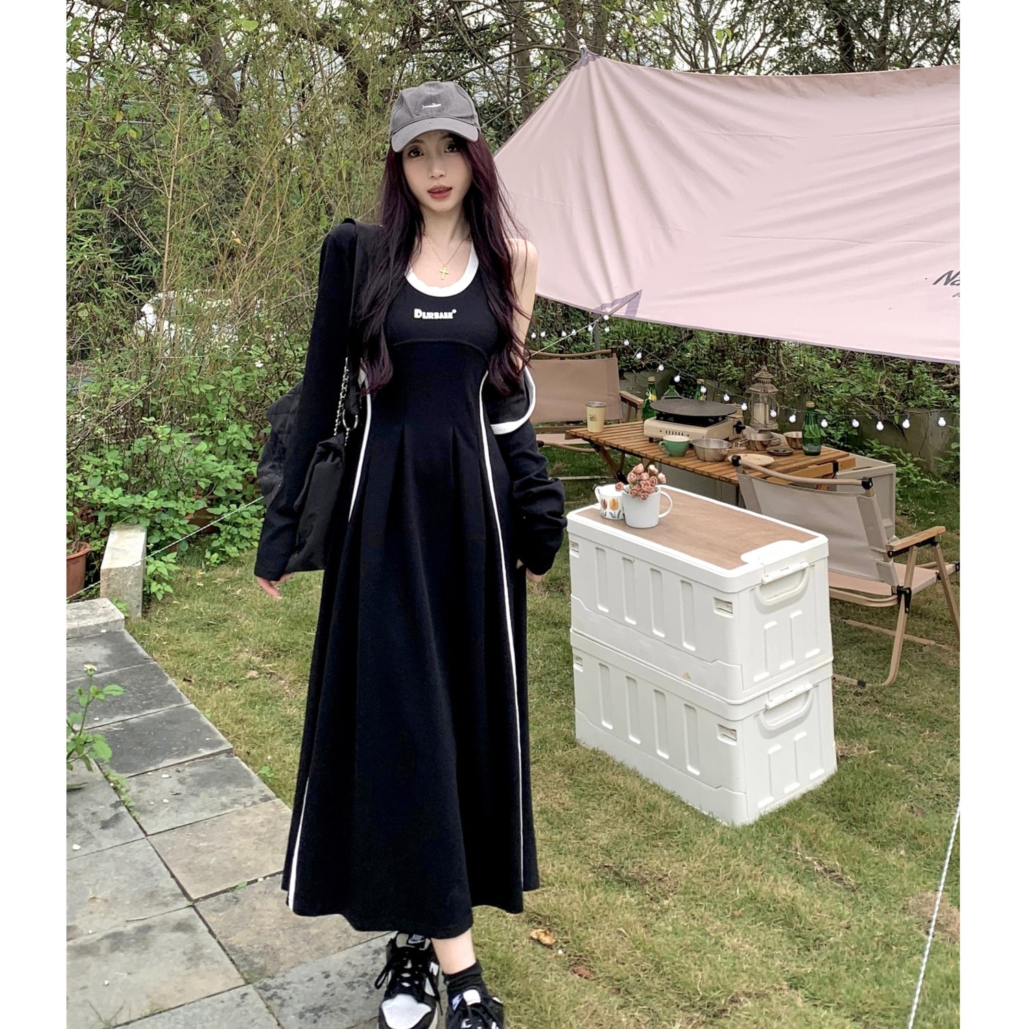 オールインワンセットアップセットアップ韓国ファッション おしゃれ チョッキスカート 着痩せ ワンピースジャケット 秋服 セット 二点セット 長袖 カジュアル