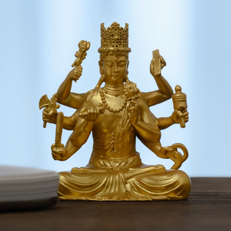 手作 大随求菩薩像 金色の繁栄と成功の守護者商業空間や書斎で運気を高め富を引き寄せる