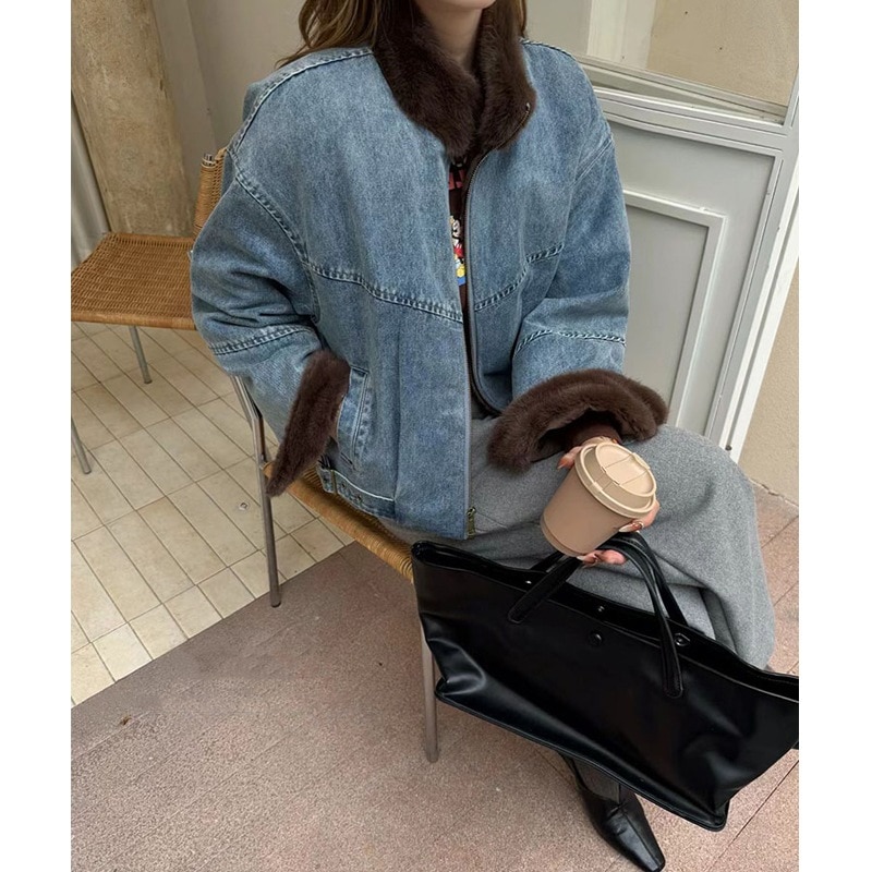 【高品質の製品】【3日出荷】 フェイクファーコート ミンク 毛 拼接 コート 2026 年 冬 新作 韓国版 保温 合わせやすい 細見え トップス