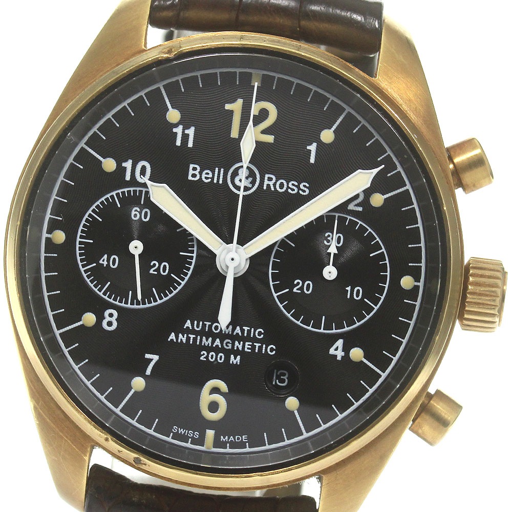 ベル＆ロス Bell＆Ross BRV126 ヴィンテージ K18YG クロノグラフ 自動巻き メンズ 箱付き_843878【中古】 429,600円