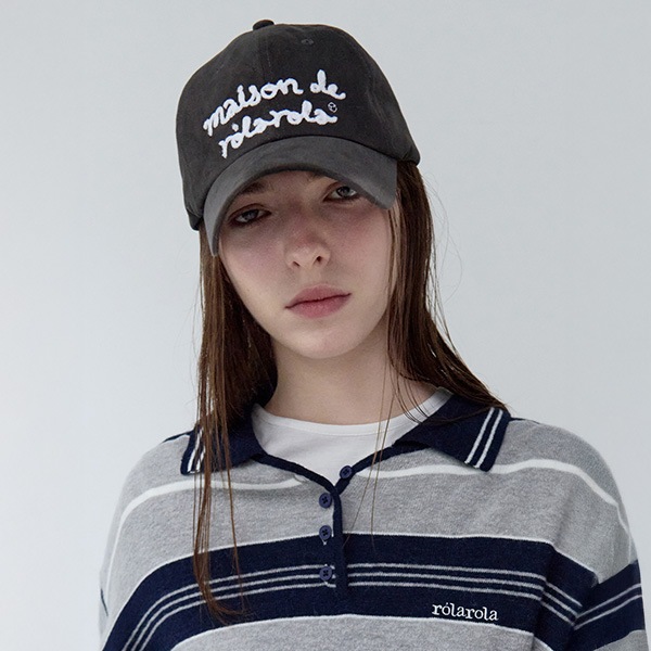 MAISON DE ROLA EMBROIDERY CAP CHARCOAL GRAY