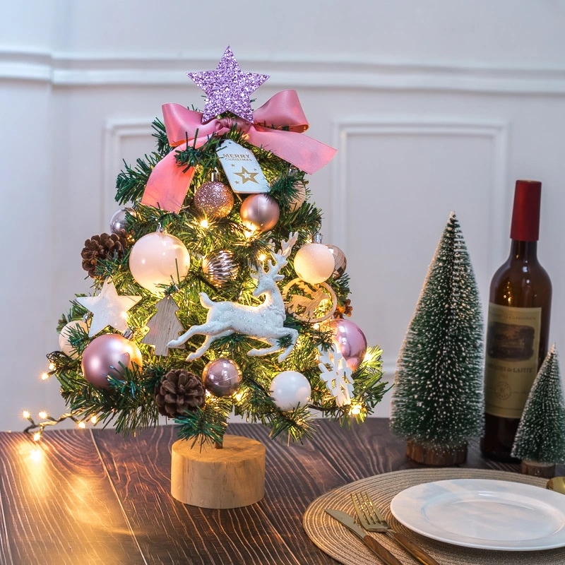 クリスマスツリー 卓上 45cm 電飾ライト付 おしゃれ ミニクリスマスツリー 高級感 松ぼっくり ミニツリー 小さめ 卓上ツリー 小物 置物装飾 デコレーション オーナメント 飾り付け クリスマス