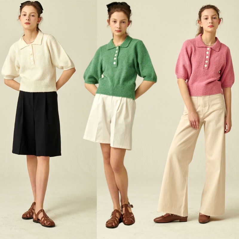 BUTTON COLLAR KNIT 3 colors