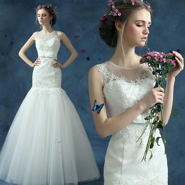 マーメイドドレス 二次会 ロングドレス 結婚式 ウェディングドレス マーメイドライン 安い ウエディングドレス 花嫁 披露宴 サッシュベルト 大きいサイズ