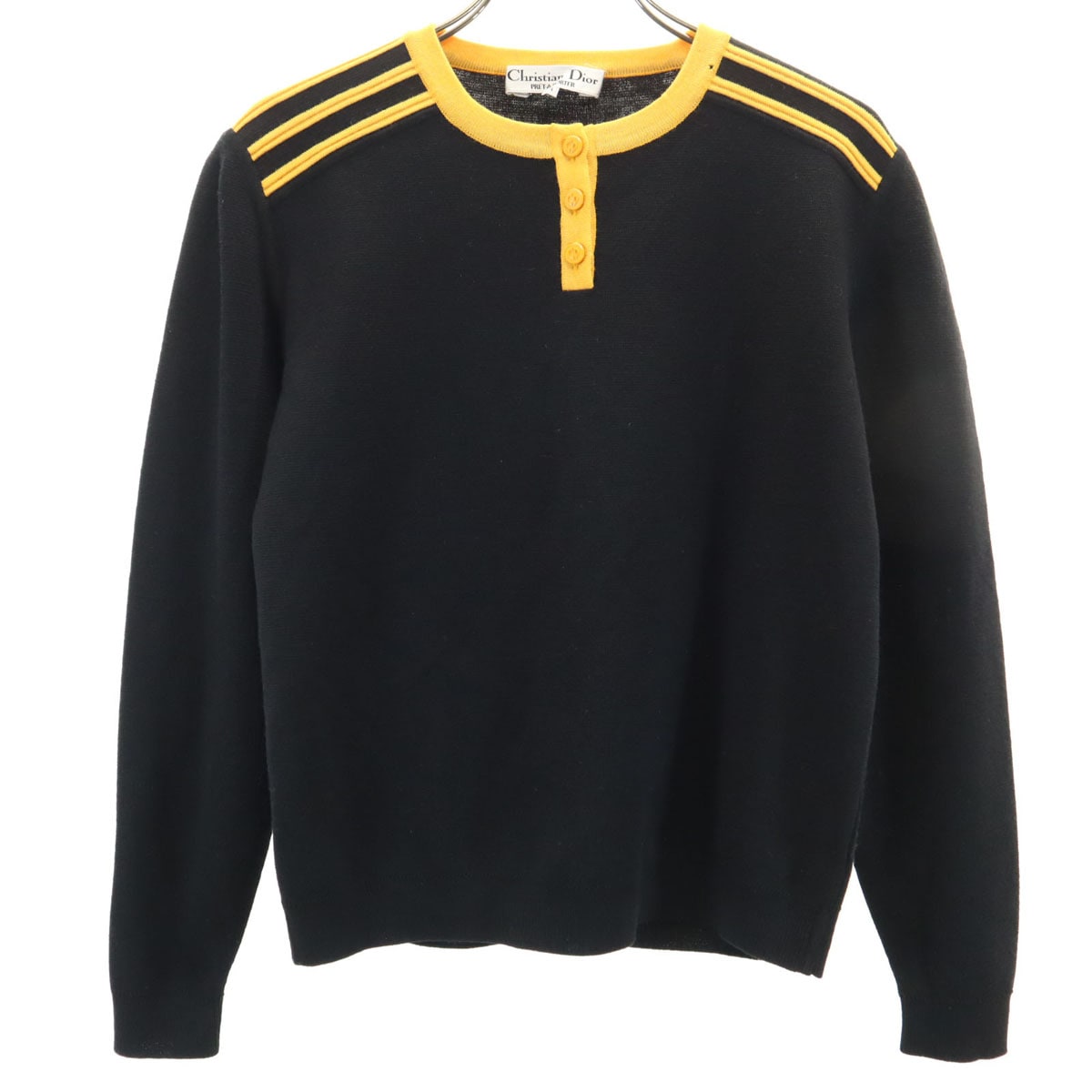 Christian Dior PRET-A-PORTER クリスチャンディオール プレタポルテ 90s オールド 長袖 ヘンリーネック ニット M ブラック セーター レディース 古着