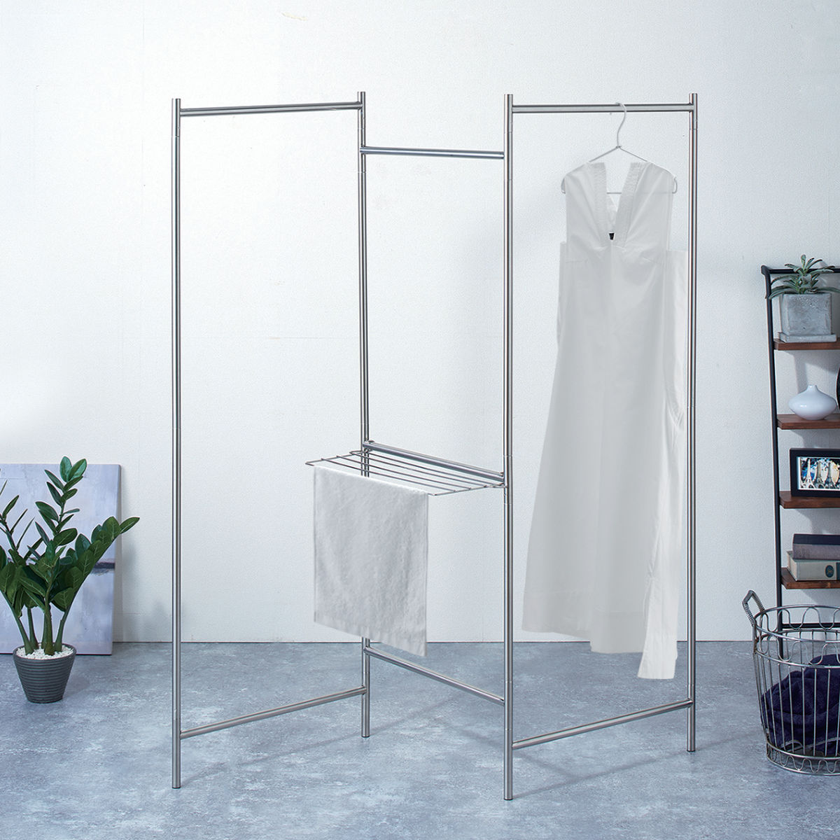 洗濯物干し Mサイズ 室内 ポーリッシュ PORISH インテリア 物干し パネル付き 室内物干し 部屋干し 物干しスタンド ステンレス コンパクト 折りたたみ 物干し台 タオルハンガー