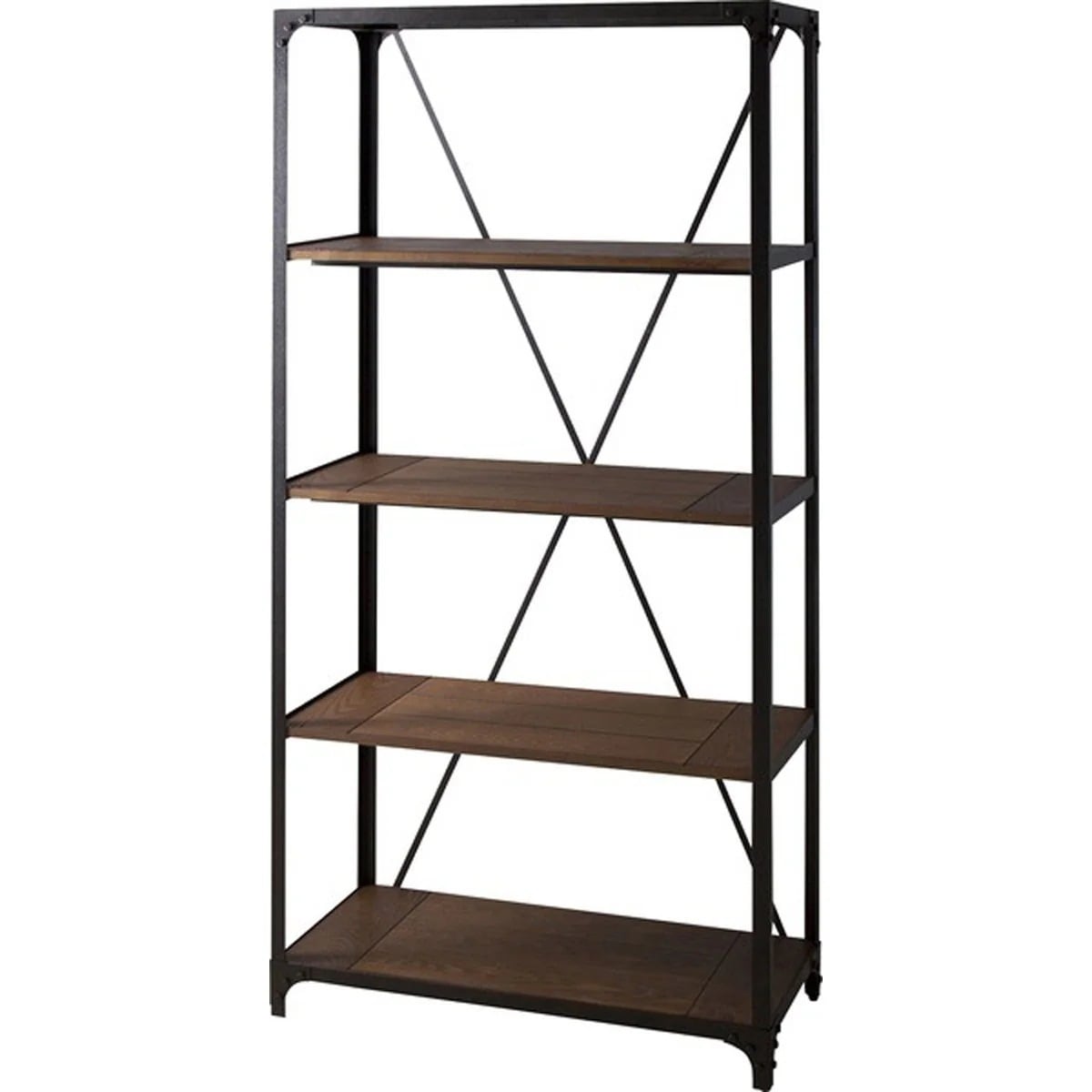 ラック4段 天然木化粧繊維板 アッシュ スチール 粉体塗装 ハンマートーン仕上