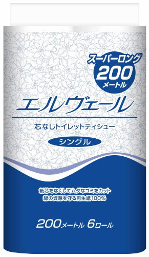 エルヴェール トイレットペーパー 200m6ロール シン...のサムネイル