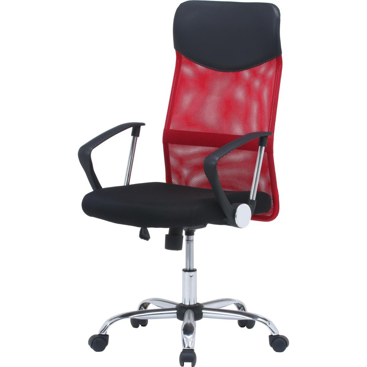 【I】不二貿易 メッシュハイバックチェアー HF-98RD レッド　オフィスチェア デスクチェア 肘付き 【北海道・沖縄・離島不可】【代引き不可】【代引不可/沖縄・離島不可