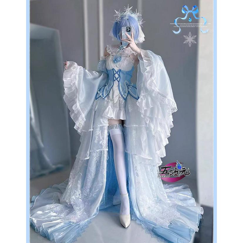 2026新作 コスプレ衣装 icos　 Re：ゼロから始める異世界生活　コスプレ レム　Crystal Dress　衣装　ウィッグ　パニエ　ティアラ　追加可能