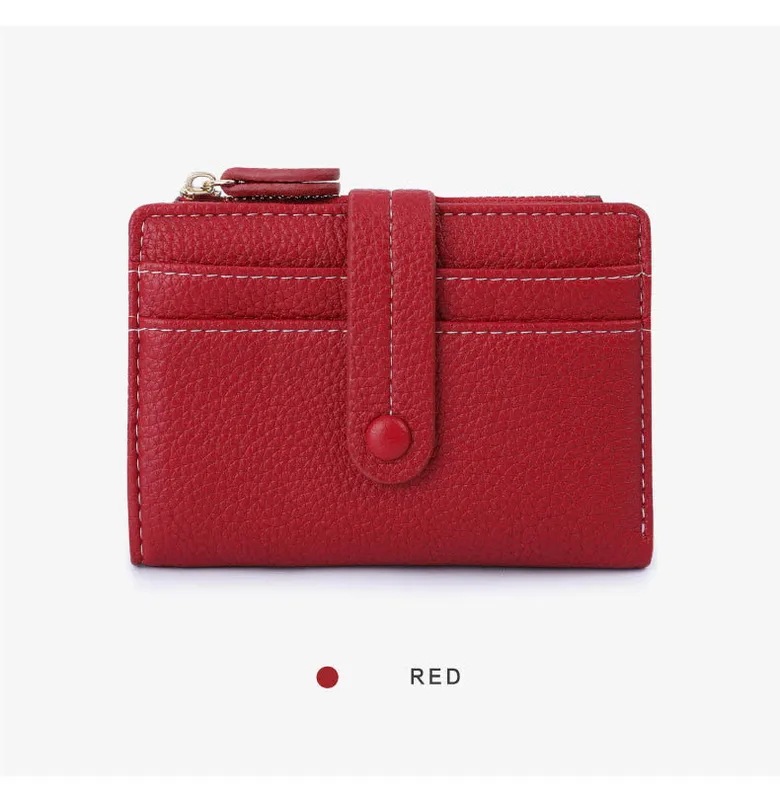 Asulike-女性用マルチカード位置財布折りたたみ式デザイン便利な女性用財布RFID保護大容量カードホルダー 赤い