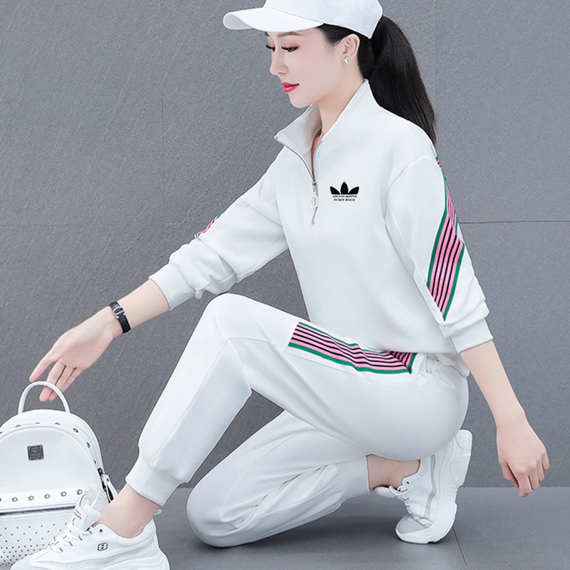 2点セット セットアップ スポーツウエア ジャージ 長袖 ハイネック ハーフジップ プルオーバー ロングパンツ ジョガーパンツ ウエストゴム 可愛い かわいい 大人可愛い きれいめ シンプル 上品