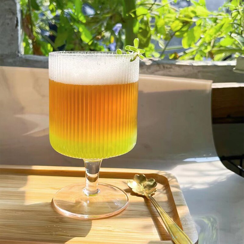 完成品 22夏の新作ゴブレットグラスホームアイスクリームデザートコマーシャル透明カクテル縦縞カップ グラス
