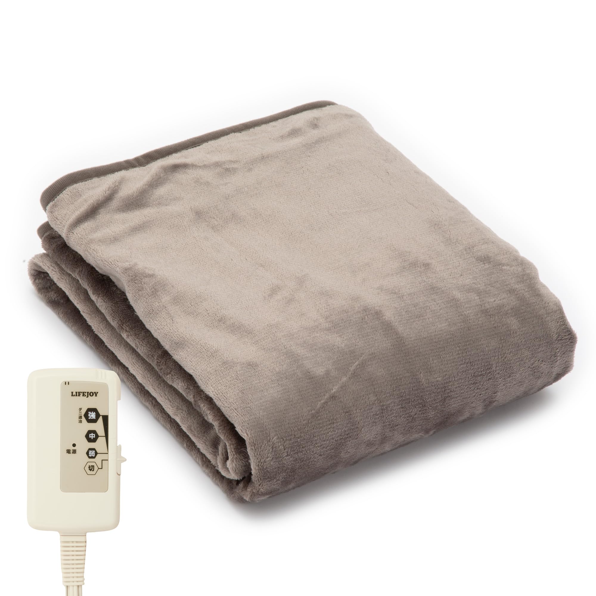 ライフジョイ 電気ひざ掛け グレー 140cm×80cm 電気毛布 洗える 両面フランネル ブランケット ふわふわ あったか JPN141HFZ