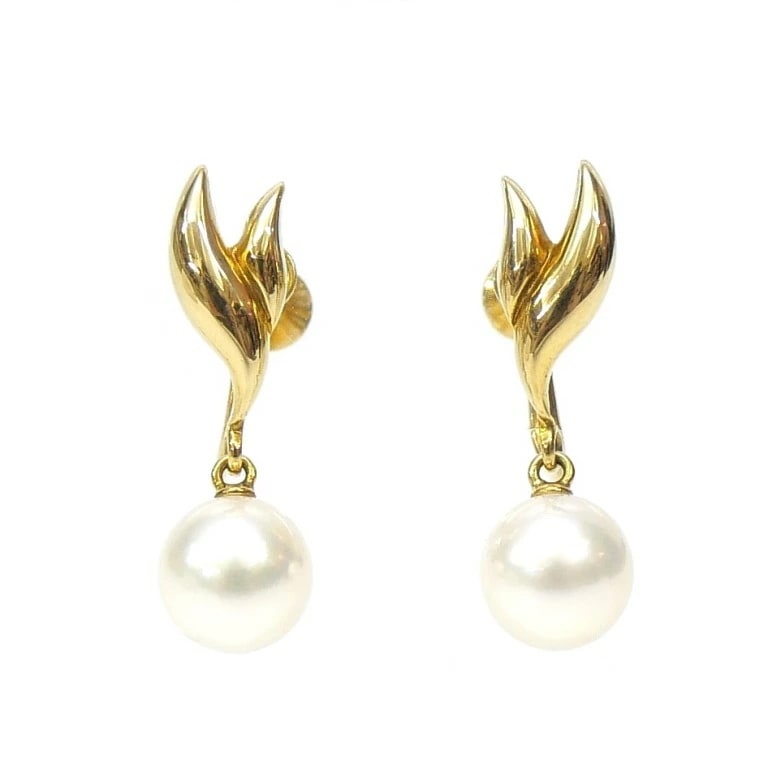 ミキモト MIKIMOTO 18金 パール イヤリング 真珠/ゴールド/K18YG 【中古】(68457)