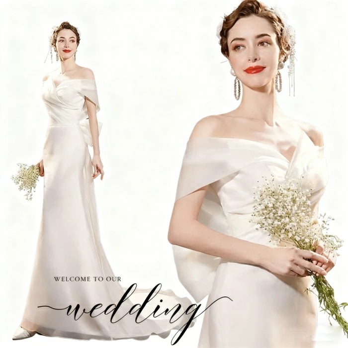 ウェディングドレス トレーンドレス マーメイド 白 ウエディングドレス 前撮り 結婚式 二次会 ドレス 花嫁 ロング マーメイドライン マーメイドドレス 花嫁 かわいい 花嫁二次会ドレス フォトウェデ