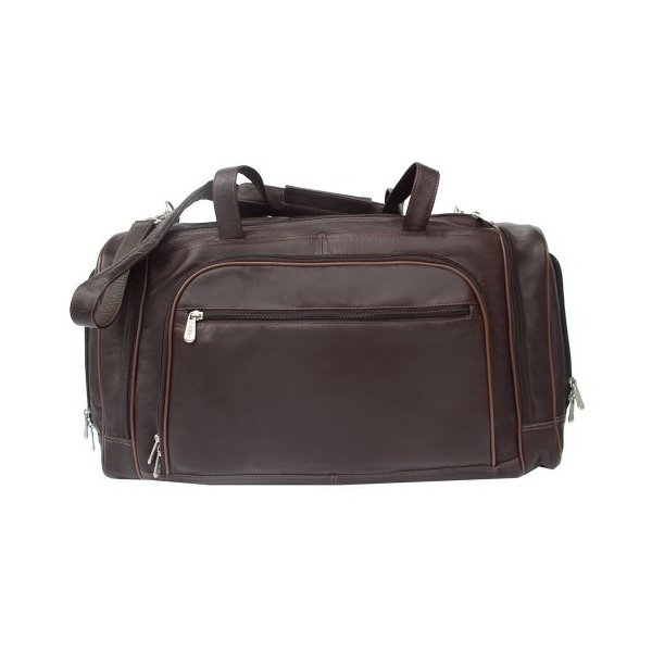 Piel Leather Multi-Compartment Duffel Bag， Chocolate， One Size 並行輸入品