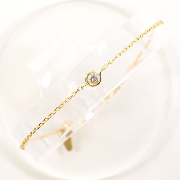 K18 18金 YG ブレスレット ダイヤ 0.10 ジュエリー 中古