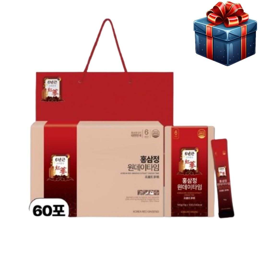 [韓国の人気栄養剤1 + 1] 紅参政 ワンデータイム 10ml* 30包+2箱 計60包 60日分 紅参スティック父の日 父の日 プレゼント 韓国食品 ワンデータイム プレミアム ギフト 免疫力ステ
