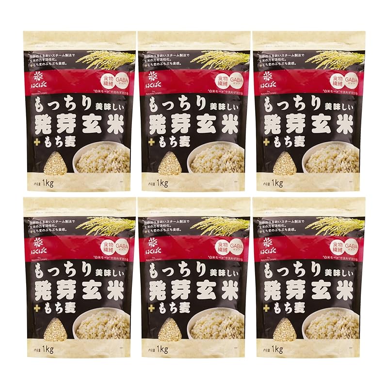 はくばく もっちり美味しい発芽玄米+もち麦 1kg6袋