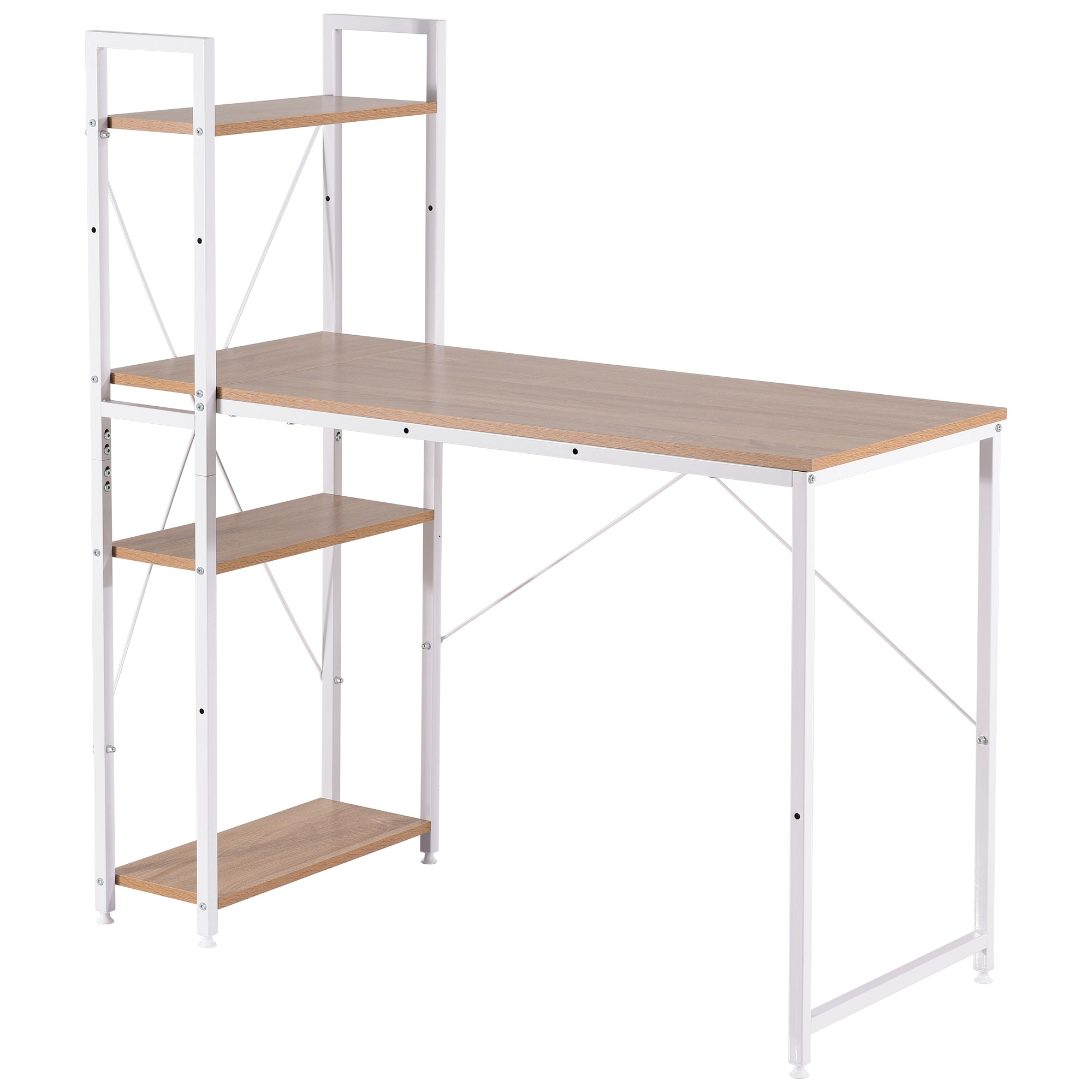 【国内出荷 - 3日配達】【人気商品】パソコンデスク ラック付き 調整可能　デスク ワークデスク 木製 学習デスク