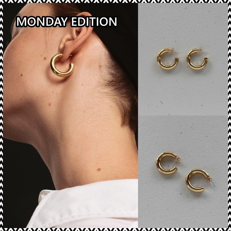 MONDAY EDITION Golden Hoop Earrings 6