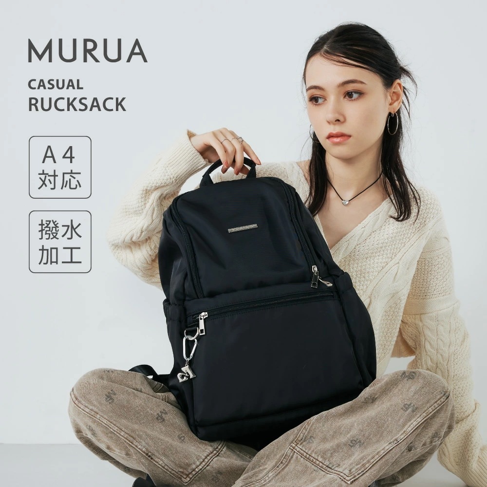 CASUAL リュックサック レディース 2025AW 撥水加工 軽量 ブラック MR-B1383 バックパック 大容量 収納
