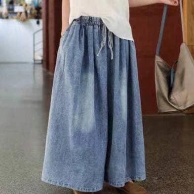 デニム ワイドパンツ レディース アンクル丈 レディース 春 夏 秋 無地 ライトカラー ウエストゴム 休日 お出かけ コーデ 普段使い 着回し ファッション おしゃれ カジュアル かっこいい クール