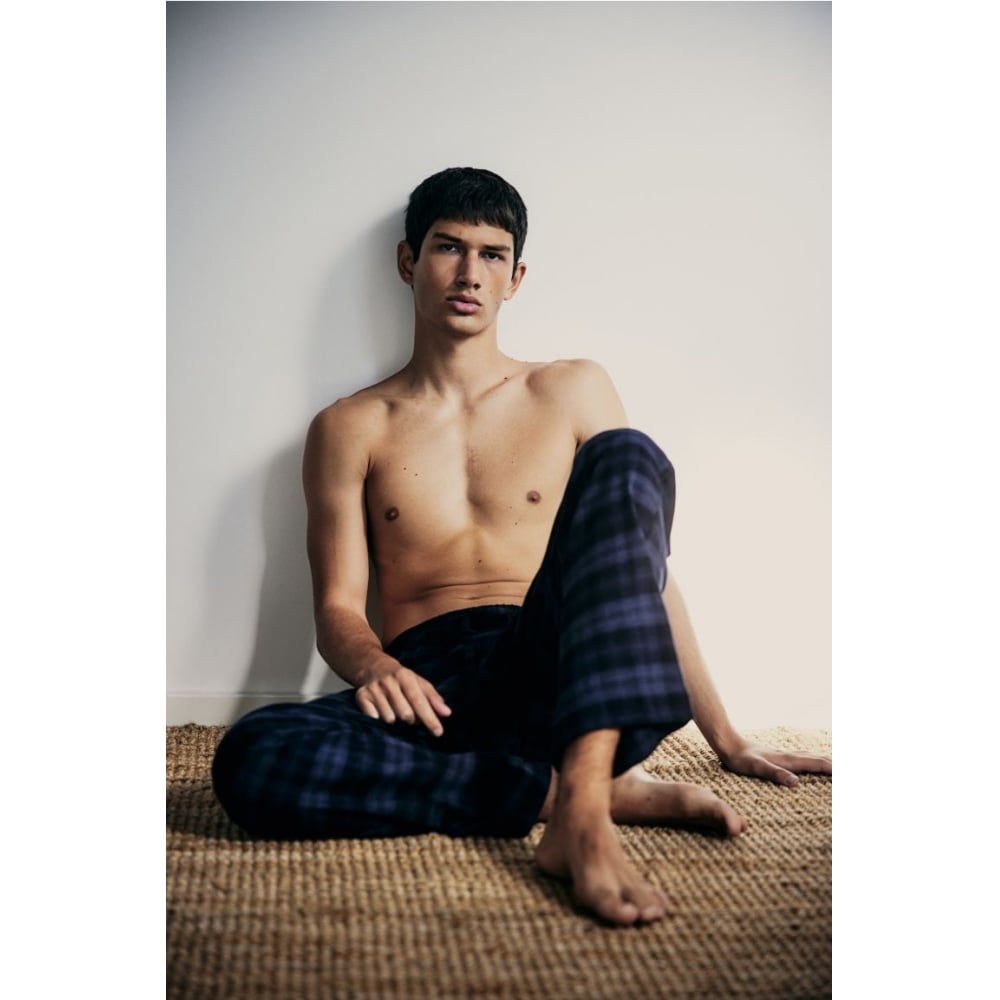 H&M フランネルパジャマパンツネイビーブルー