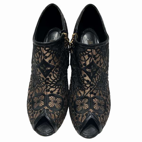 ルイヴィトン サテン スタッズ ブーティ ハイヒール パンプス レディース【中古】