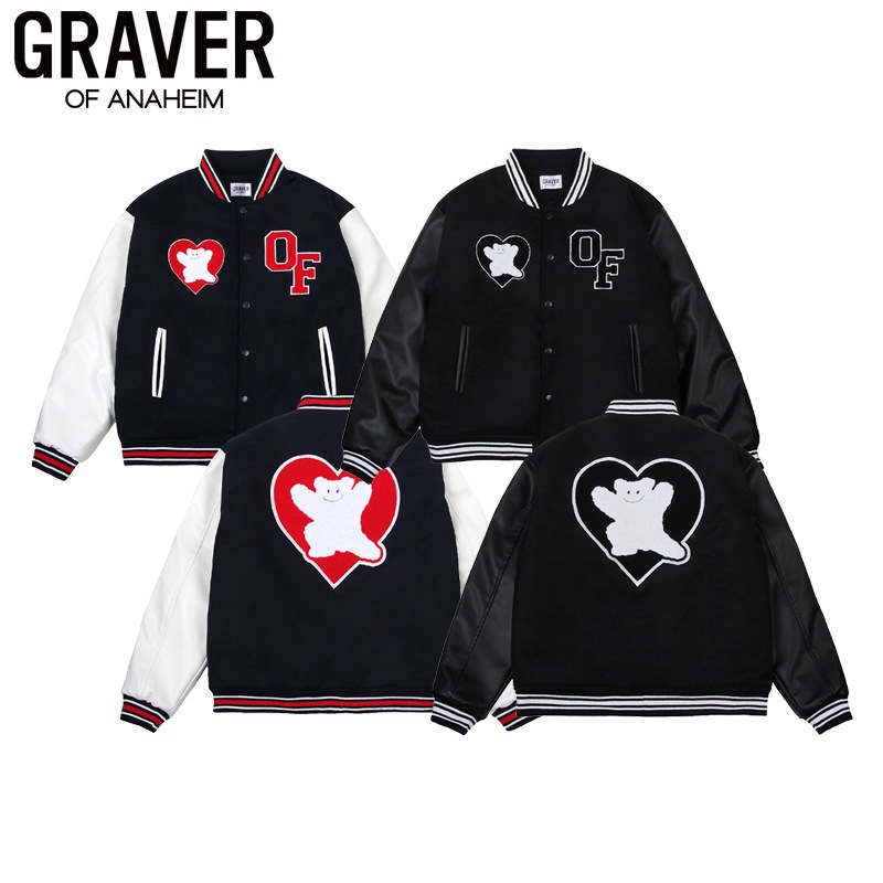 [UNISEX] Bear Heart Varsity Jacket_2color