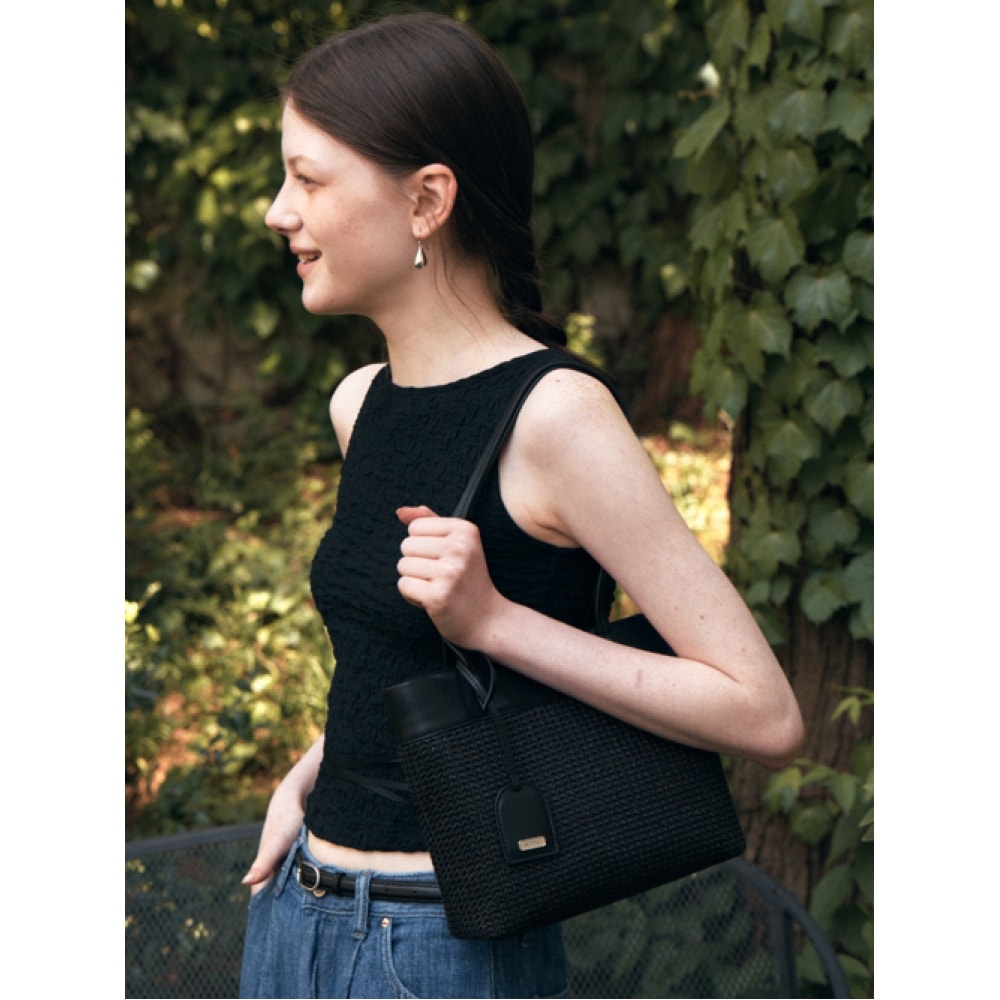 DEMERIEL エリーゼ ウェビングショルダーバッグ ブラック