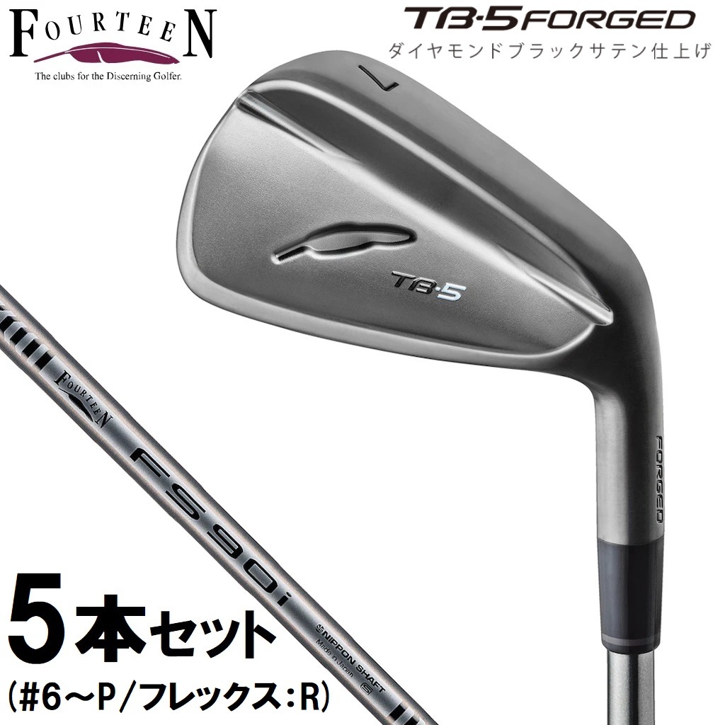 フォーティーン TB5FBK25_I6-P_FSBK_R NEW TB-5 FORGED ’25 ダイヤモンドブラックサテン仕上げ 5本セット（＃6～P）【FS-90iBK スチールシャフト・フレック