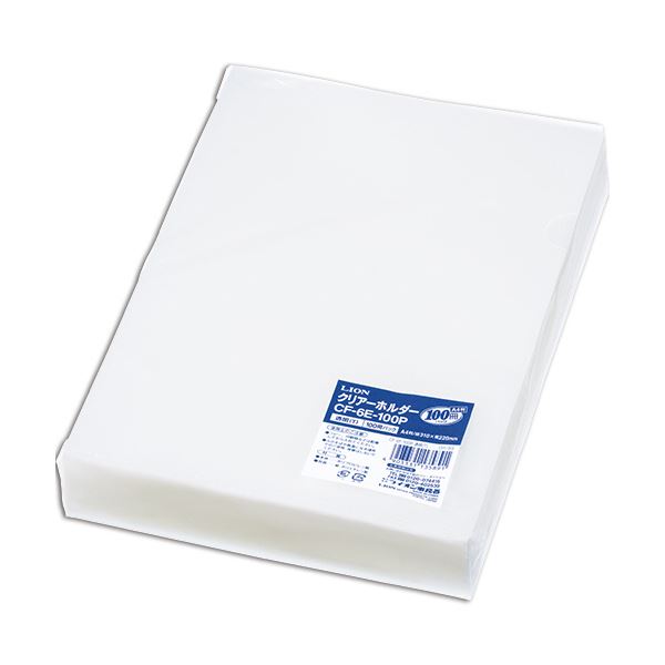 （まとめ）ライオン事務器 クリアーホルダー A4 厚さ0.2mm 透明 CF-6E-100P 1パック（100枚） (×5セット)