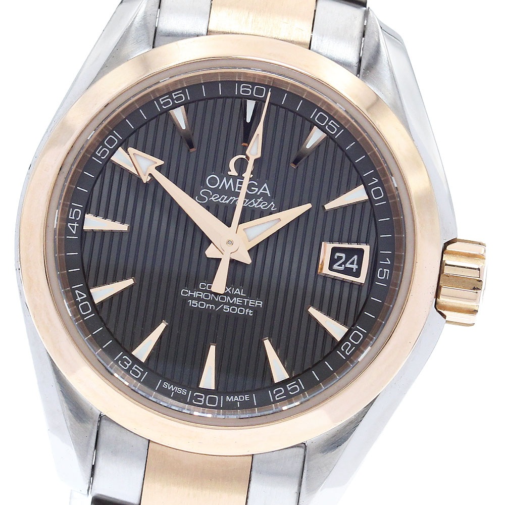 オメガ OMEGA 231.20.30.20.06.001 シーマスター アクアテラ コーアクシャル PGベゼル 自動巻き レディース 良品 保証書付き_902073【中古】