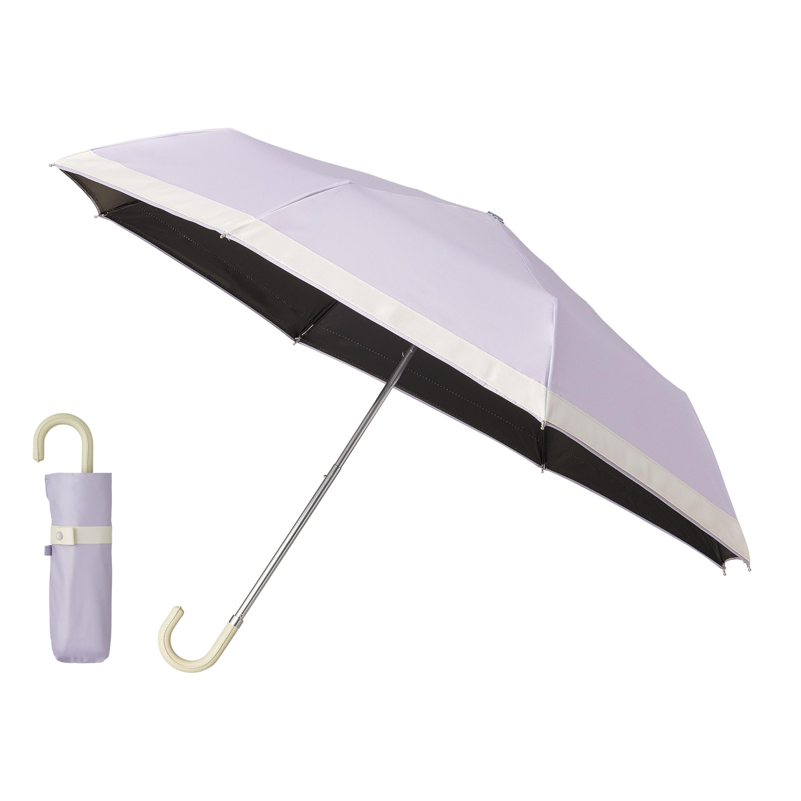 サンブロックラボ ＃マットの日傘 放射冷却生地で酷暑対策 遮熱 UVカット99% 遮光一級 はっ水 折りたたみ傘 50cm サンブロックラボ遮夏クール晴雨兼用傘３段コンパクト ラベンダー