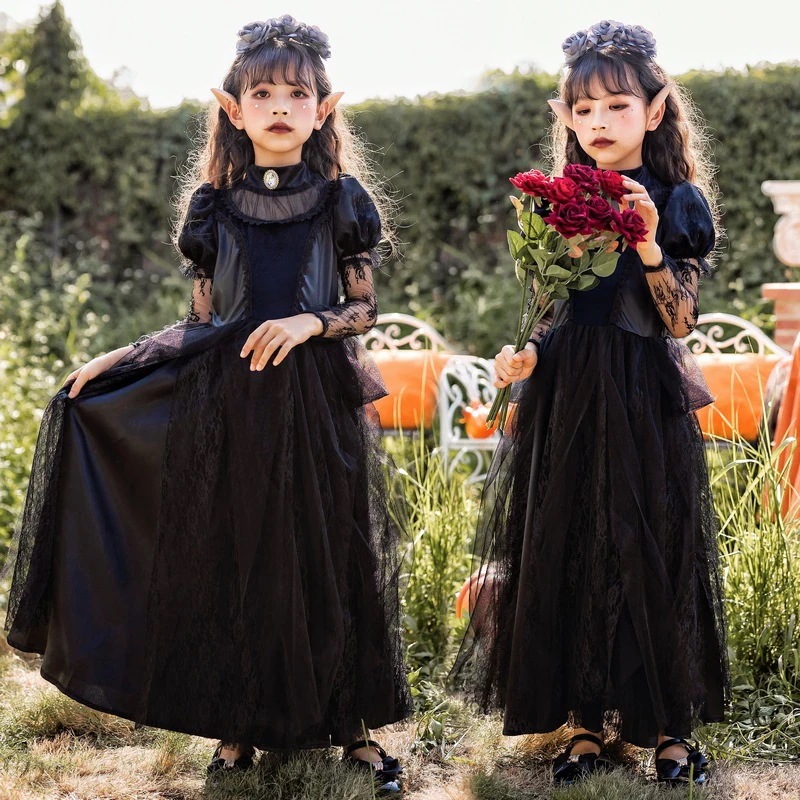 ハロウィン衣装 子供用 コスプレ ゴースト花嫁 ゴシック 吸血鬼ドレス ホラー 魔女 精霊 子供服