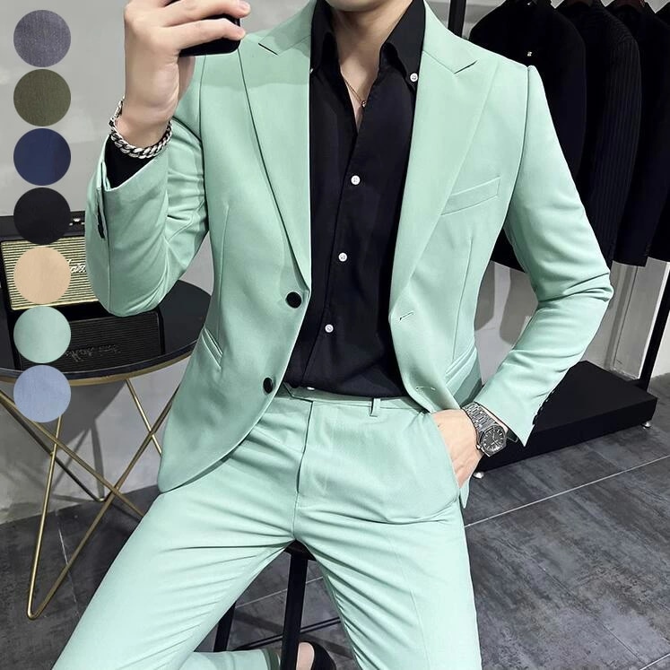 【新品セール 】韓国風 カジュアルスーツ メンズ ビジネススーツ 結婚式スーツ 2点セット ジャケットト+パンツ 披露宴 二次会 紳士服 大きいサイズ 細身 新作 上下セット シングルスーツ スーツセ 5,583円