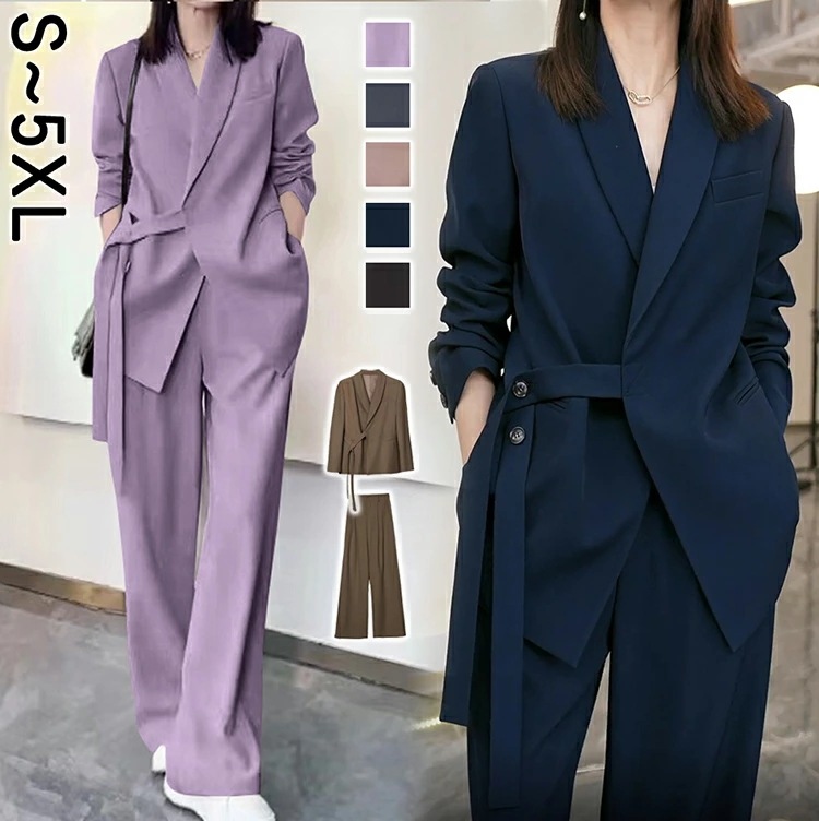 スーツ レディース 2点セット パンツスーツ セットアップ ビジネススーツ 洗える ジャケット パンツ 大きいサイズ フォーマル オールシーズン 就活 面接 オフィス 入学式 母の日 ママスーツ 七五