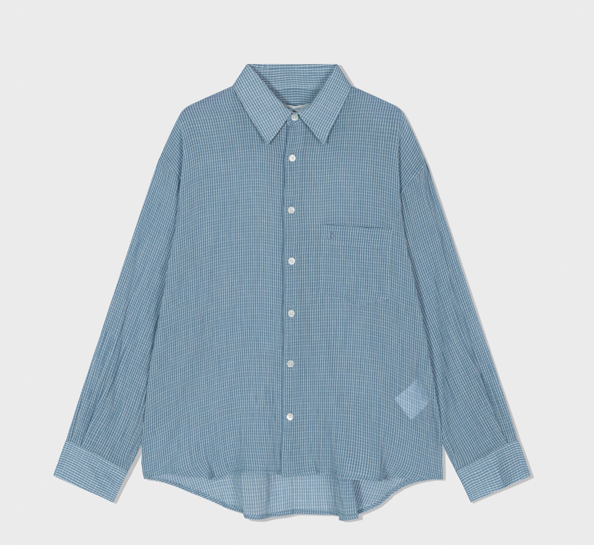 【LOW CLASSIC】 OVERSIZED Lc PATTERN SHIRT : BLUE CHECK
