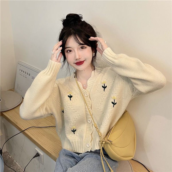 Qoo10] 5色 韓国 可愛い ニット刺繍 セーター