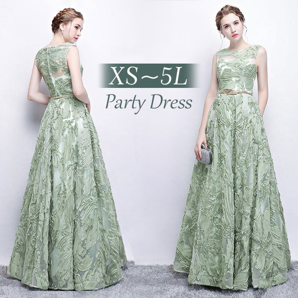 演奏会 結婚式 母親 ピアノ発表会 ワンピース ブライズメイド ドレス ロング 演奏会ドレス 演奏会用ドレス パーティードレス フォーマル お呼ばれ 二次会 大きいサイズ グリーン ドレス 大人 ピア