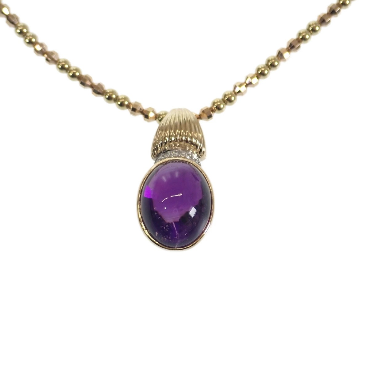 【Aランク】K18YG Pt900 デザインジュエリー ネックレス アメジスト 12.89ct ダイヤモンド 0.05ct アクセサリー ギフト