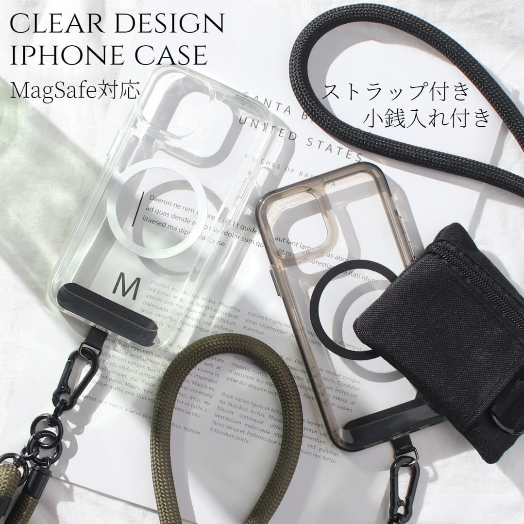 iphone ケース クリア ショルダー 小銭入れ付き iphone15 iphone14 iphone13 12 mini マグセーフ マグネット SE 11 カバー 14 15 13 pro