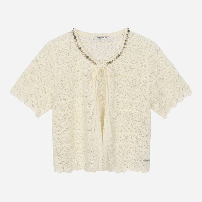 クロシェのラウンドネックカーディガン T264MCD249W