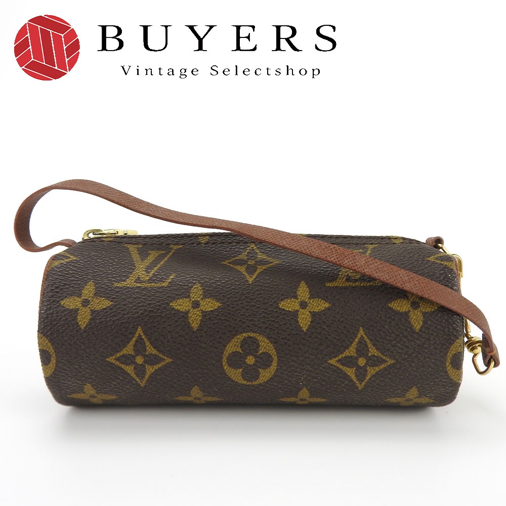 中古 ポーチ パピヨン モノグラム モノグラム ブラウン ゴールド金具 レディース 女性