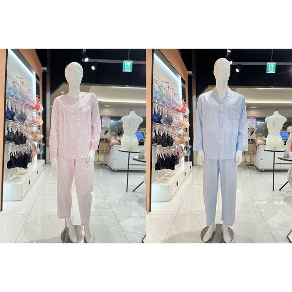 [スターフィールド高陽] スプリングフラワーポイントテンセル 女性 男性 カップル パジャマセット(WP8890R MP8890A)