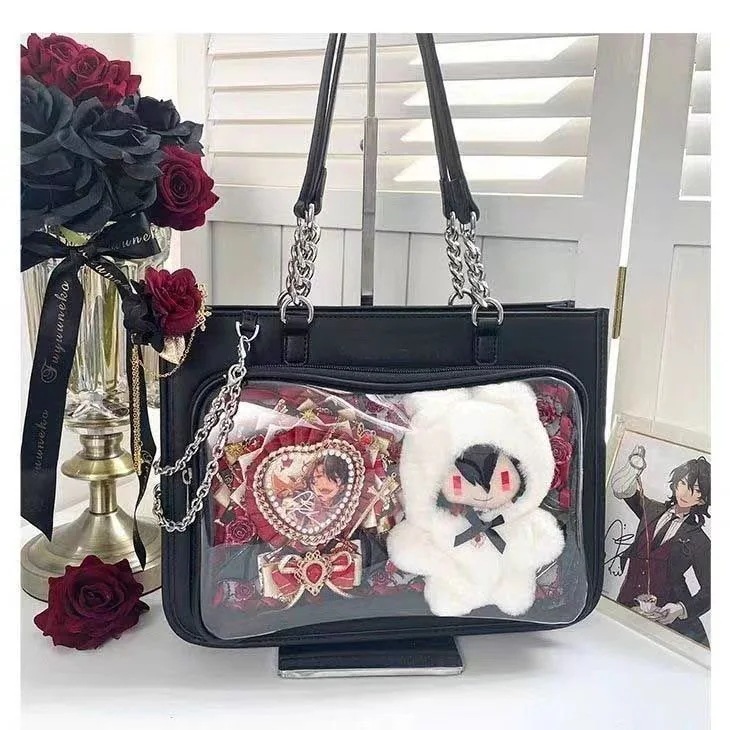 【1つ買うと10個無料】痛バッグ　痛バ　シンプルPU　　2way 　メッシュプレート付き　ショルダーバッグ　ハンドバッグ　オタク　オタ活　推し活　ライブ用 17